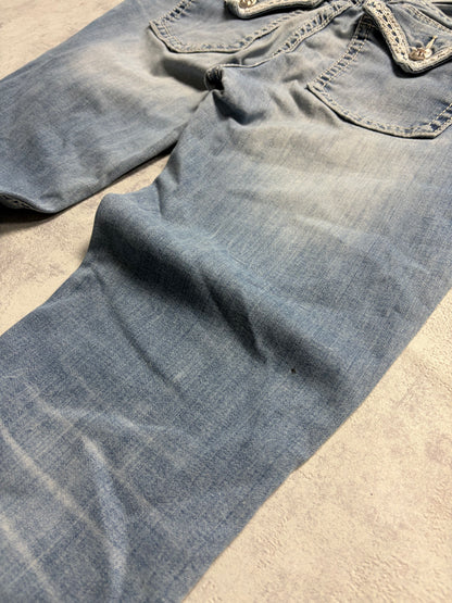 Miss Me Y2K Embroidery Ripped Bootcut Jeans (M)