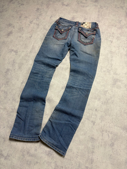 Miss Me Y2K Low Waist Embroidery Bootcut Slim Jeans (XS/S)