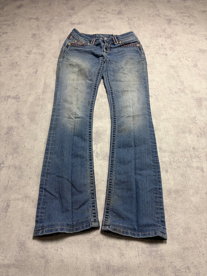 Miss Me Y2K Low Waist Embroidery Bootcut Slim Jeans (XS/S)