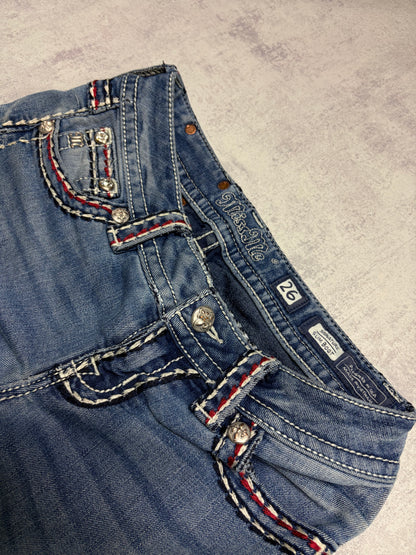 Miss Me Y2K Low Waist Embroidery Bootcut Slim Jeans (XS/S)